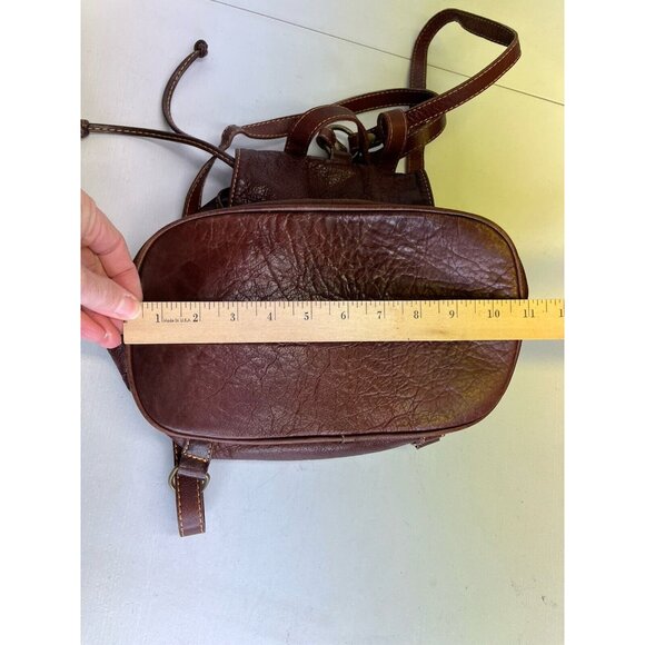 Borse In Pelle Brown Cognac Leather Backpack Made In Italy Bag Pockets Travel - Picture 8 of 12